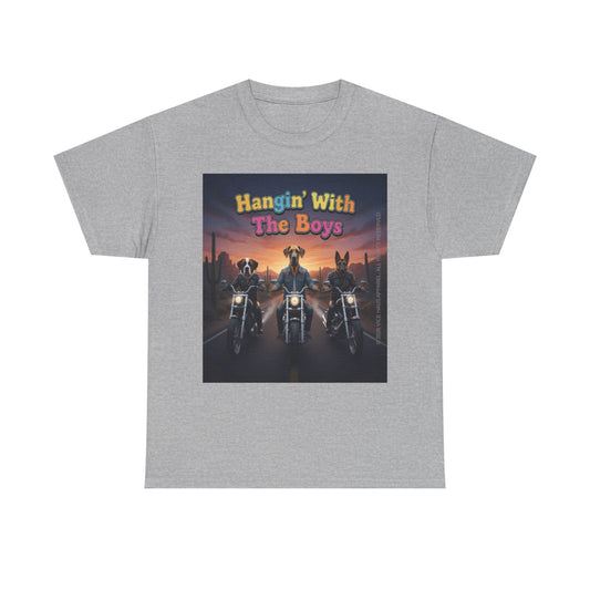 "Hangin' With The Boys" Dog Biker Gang Tee — Retro Biker Graphic T-Shirt