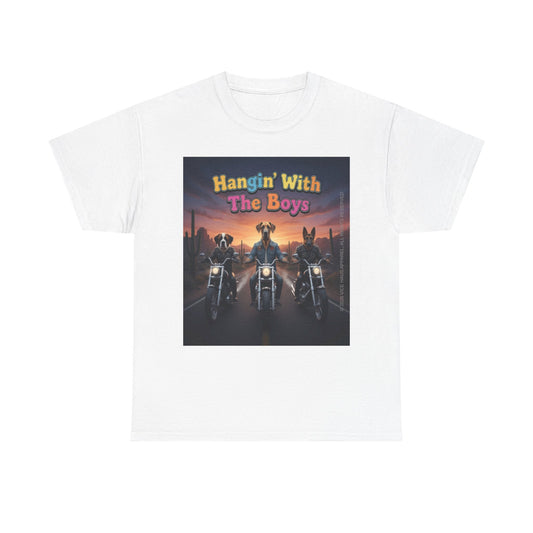 "Hangin' With The Boys" Dog Biker Gang Tee — Retro Biker Graphic T-Shirt